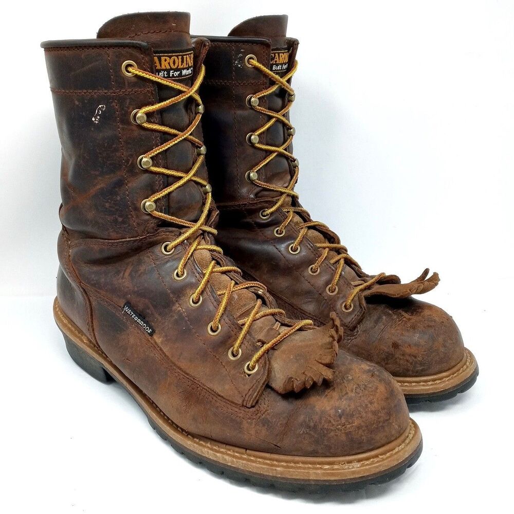 Carolina Brown Leather Work Boots Mens 12D Safety Toe EH Waterproof - Picture 2 of 12